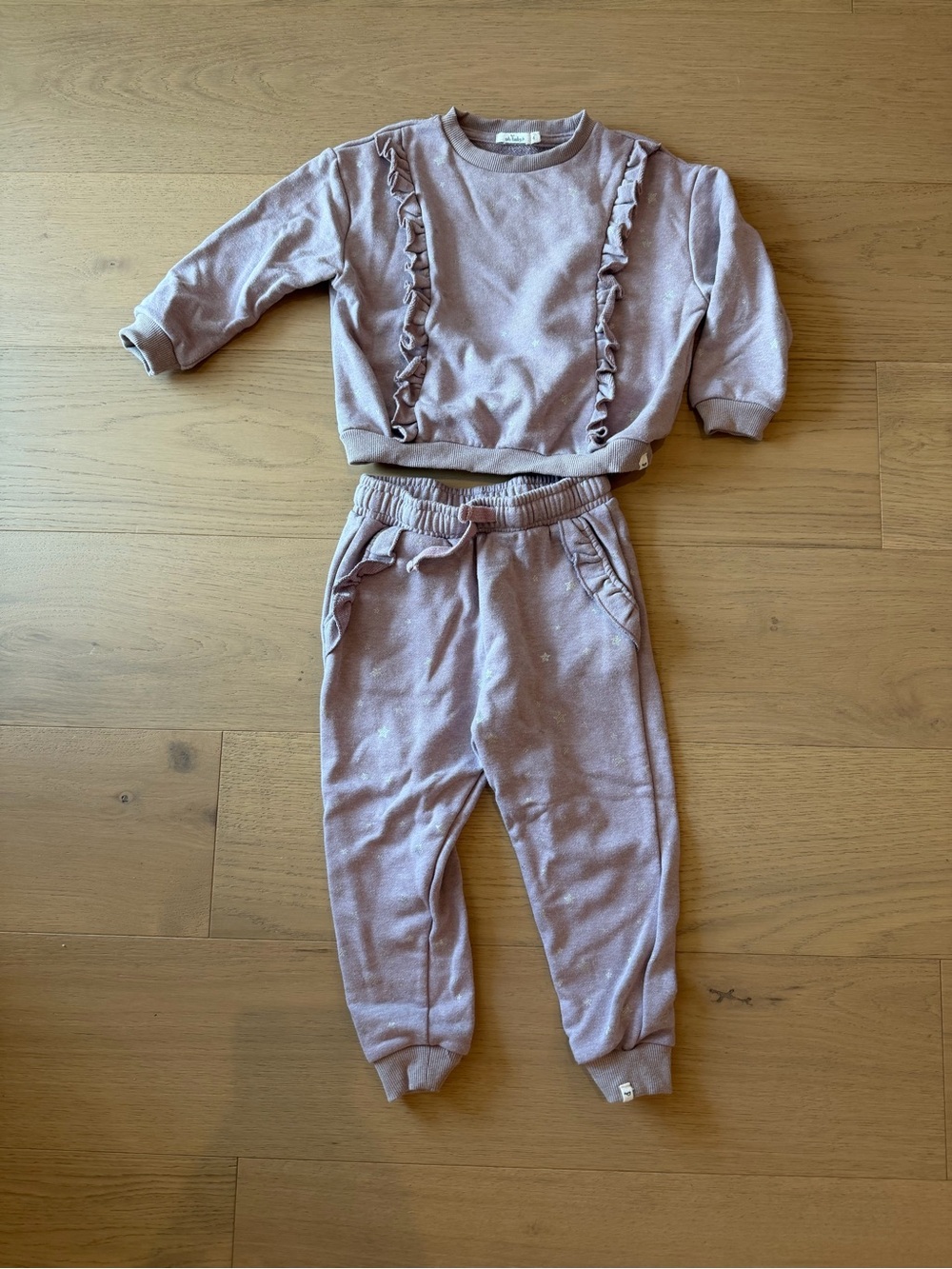 Oh Baby! Kids size 4 purple Ruffle Sweatshirt & Jogger Set